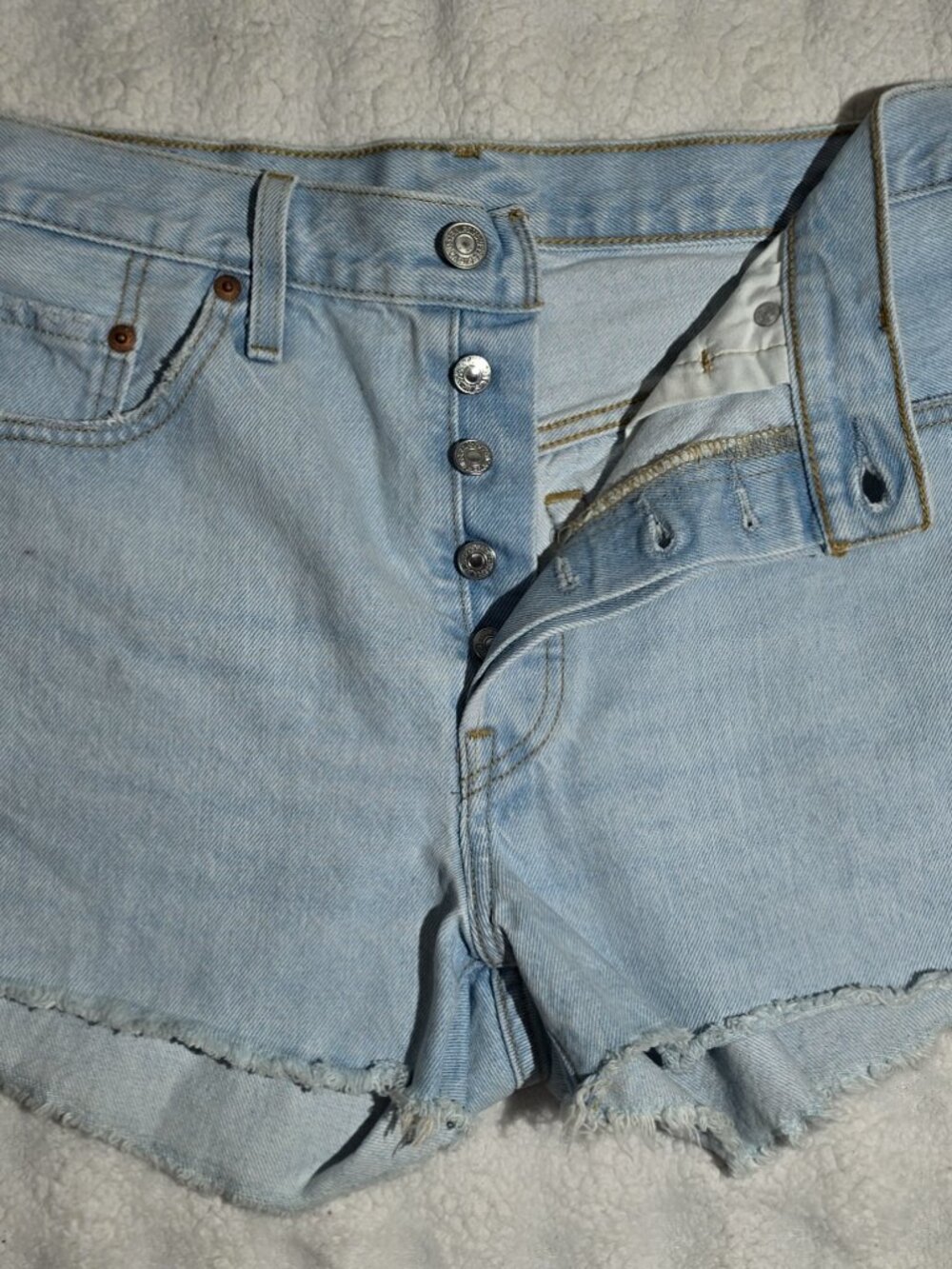 Levi Strauss 501 shorts Jean CO size 10 Womens High Waste Distressed Y2K